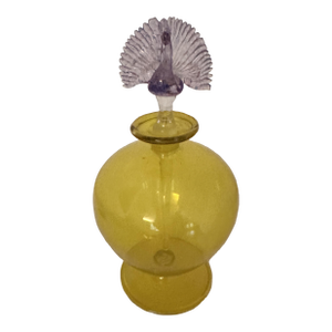 Venetian Glass Perfume Bottle With Peacock Top