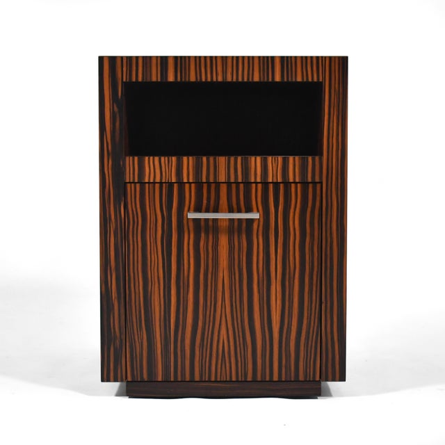 2000 - 2009 Bespoke Nightstands in Zebra Wood (Pair) For Sale - Image 5 of 11