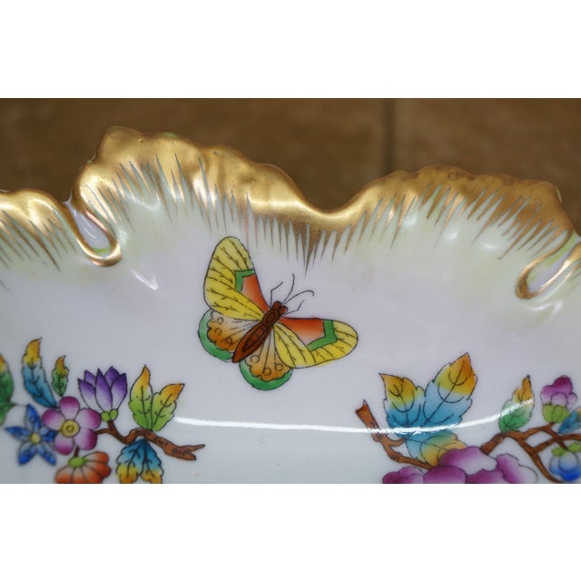 VTG Herend Hungary Queen Victoria Porcelain Double Leaf Trinket Dish Tray Vbo For Sale - Image 11 of 14