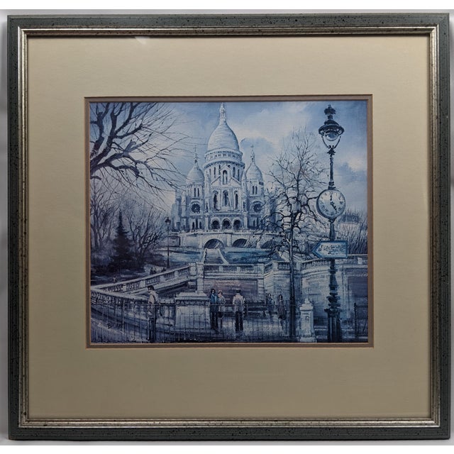 Late 20th Century Jean-Pierre Brunet Sacré-Cœur Montmartre Blue Monochrome Framed Paris Print For Sale - Image 11 of 13