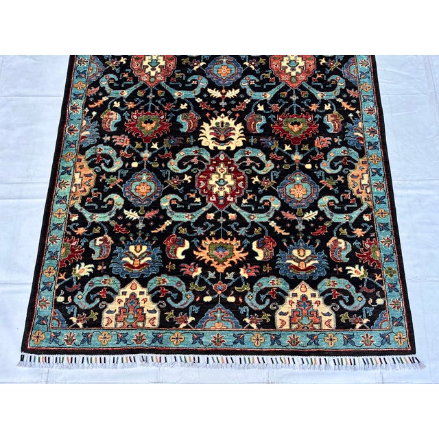 Black Persian Malayer Medallion Hand-Knotted Wool Rug - 4'10" X 6'6" For Sale - Image 4 of 13