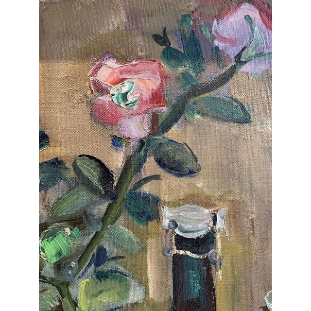 Swedish Artist, Vase with Camellias, 20th Century, Oil on Canvas, Framed For Sale - Image 8 of 14