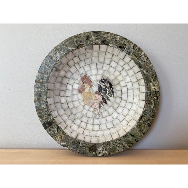 1950s Mid-Century Heide Mosaic of Denmark Stone Marble Mosaic Rooster Plate For Sale In New York - Image 6 of 6