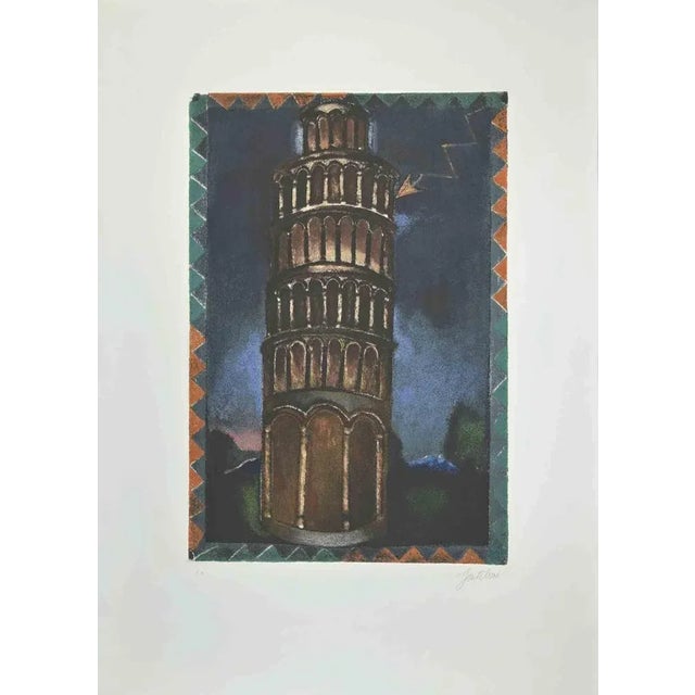 Modern Franco Gentilini, The Tower, Etching and Aquatint, 1970s For Sale - Image 3 of 3
