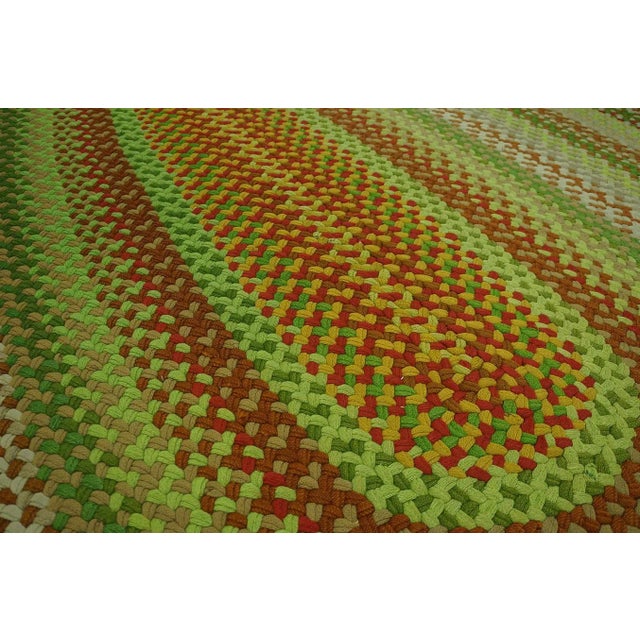 1950s Colorful Medallion Modern Vintage American Braided Rug 9' X 12' 6" Cotton Carpet For Sale - Image 12 of 12