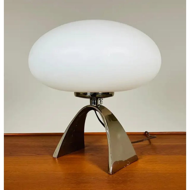 Vintage Laurel Arch Chrome Base Mushroom Table Lamp 1960s For Sale - Image 4 of 7