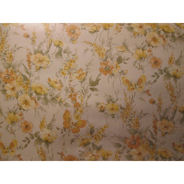 Vintage 1980s Orange Floral Motif Wallpaper For Sale - Image 4 of 9