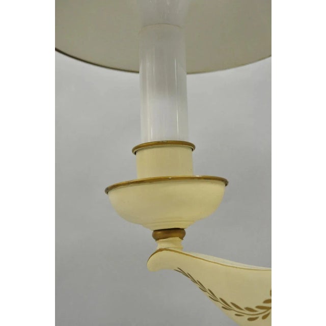 Metal Vintage French Country White Gold Small Genie Lantern Tole Bouillotte Desk Lamp For Sale - Image 7 of 11