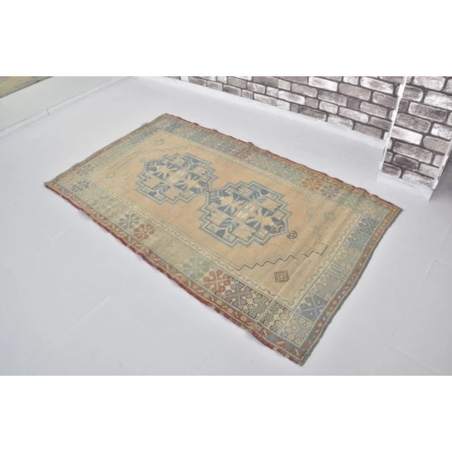 Handmade wool carpet in Turkish Anatolia , Vintage Oushak Rug,Turkish Vintage Anatolian Rug, Handmade wool Rug . One Of...