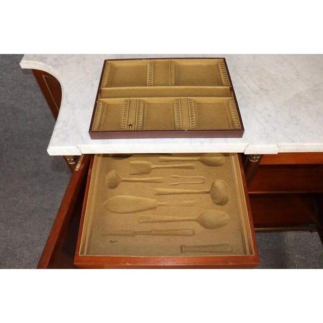 Wood Early 20th Century Maison Jansen French Louis XVI Style Marble Top Commode – Bronze Ormolu & Mahogany Buffet For Sale - Image 7 of 9