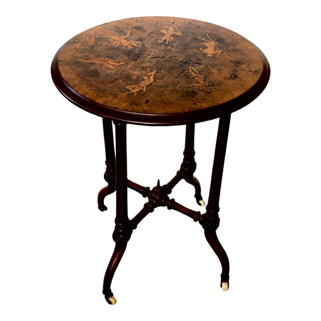 Continental Marquetry Side Table For Sale