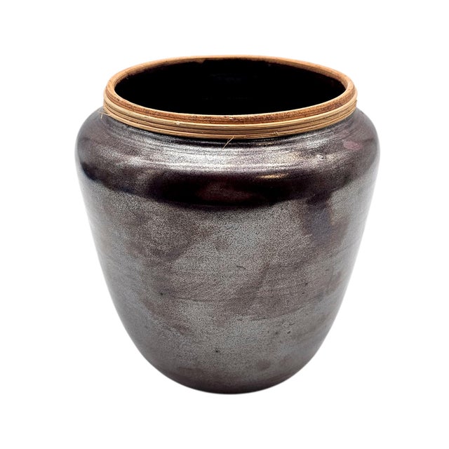 Japanese Studio Pottery Mingei Tenmoku Glazed Tea Storage Jar 9" For Sale - Image 4 of 14