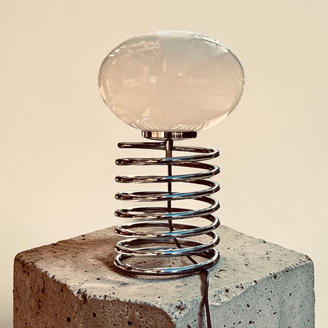 Silver Large Mid-Century Modern Spring M Spiral Lamp in Opal Glass by Ingo Maurer for Honsel, 1969 For Sale - Image 8 of 12