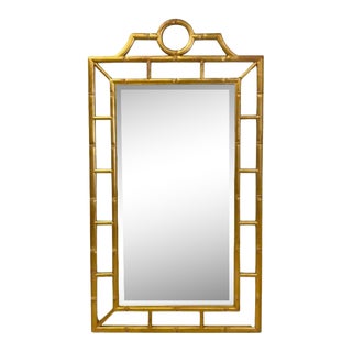 Chinese Chippendale Pagoda Faux Bamboo Style Gold Wall or Console Mirror For Sale