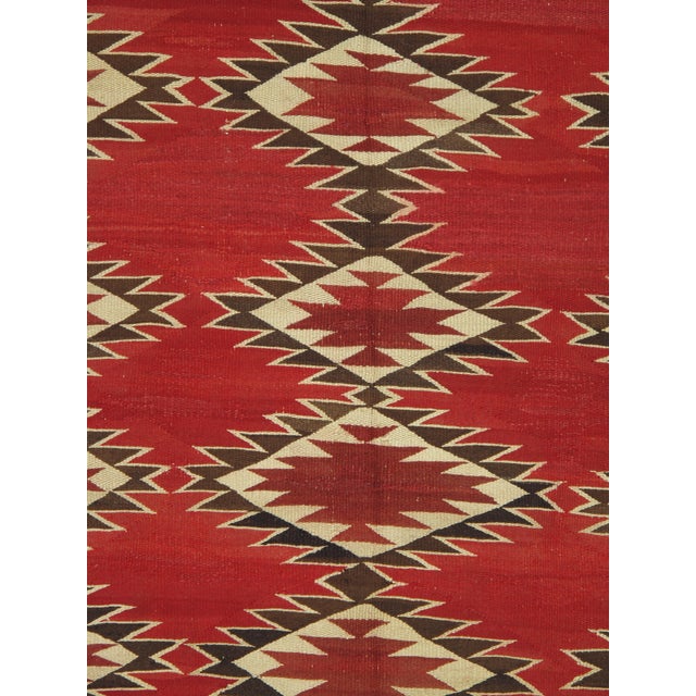 Authentic Navajo Rug Early Red Field Geometric Textile Hand-Spun Wool Circa 1900 For Sale - Image 17 of 18