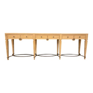 Baker Modern Long Unfinished Wood Palazzo Console Table Long For Sale