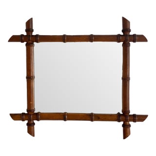 1940s French Faux Bamboo Mirror For Sale
