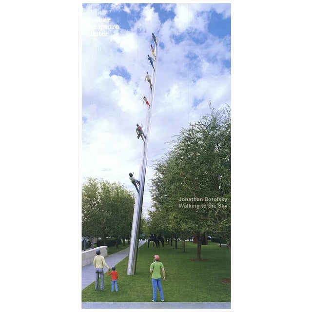 1990 Jonathan Borofsky Walking to the Sky Lithograph Poster For Sale