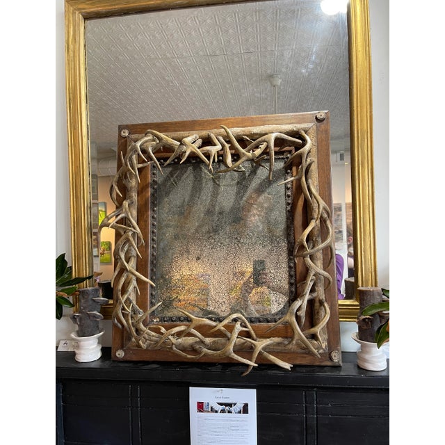 Rustic 1800s Black Forest German Mirror With Roe Deer Antlers For Sale - Image 3 of 13