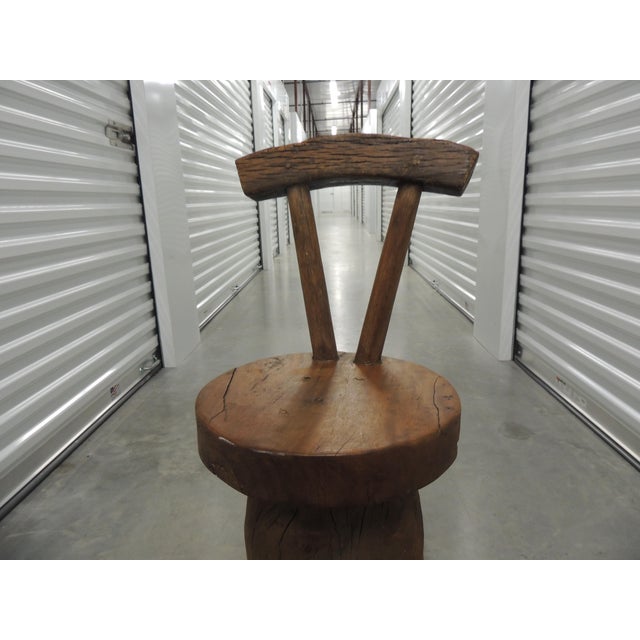 Late 19th Century Antique Primitive Tree Trunk Asian Side Chair - Wabi Sabi For Sale - Image 5 of 11