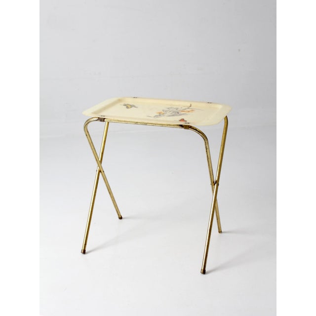 Mid-Century Folding Tv Tray Table With Butterfly Motif For Sale - Image 4 of 18