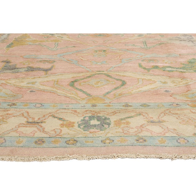 Vintage Modern Pink Oushak Rug - 12'00 X 14'09 For Sale - Image 4 of 10