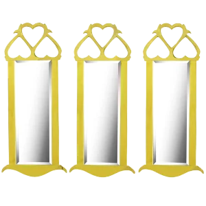 Three Solid Brass Frame Trois Couers Mirrors