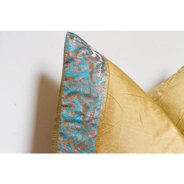 Ochre Festive Silk Euro Pillow Cover For Sale - Image 4 of 7