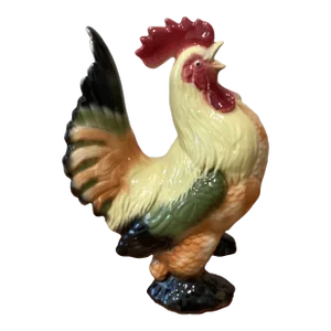 Vintage Hand Painted Colorful Ceramic Rooster in Boots Statue Figure