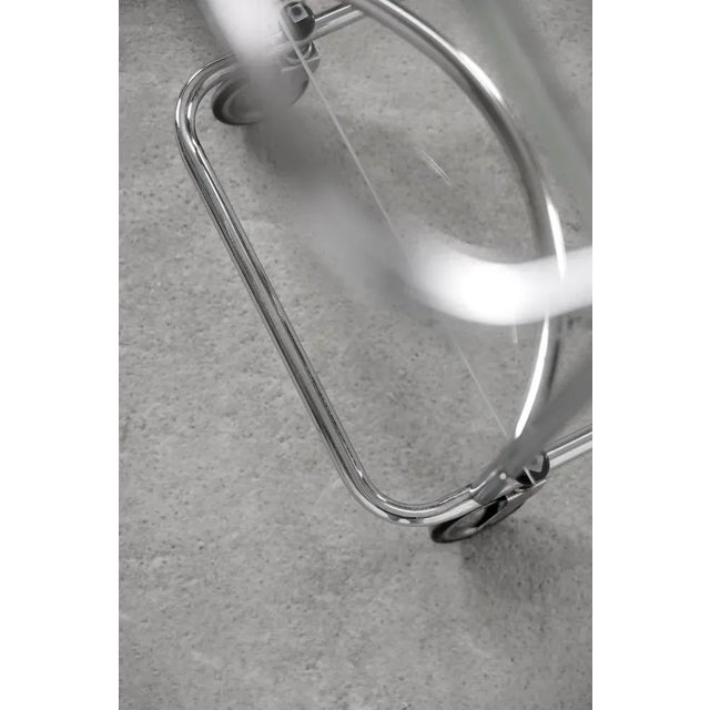 Vintage Art Dèco Tubular Steel Chrome Plated and Glass Bar Cart, 1950s For Sale - Image 9 of 12