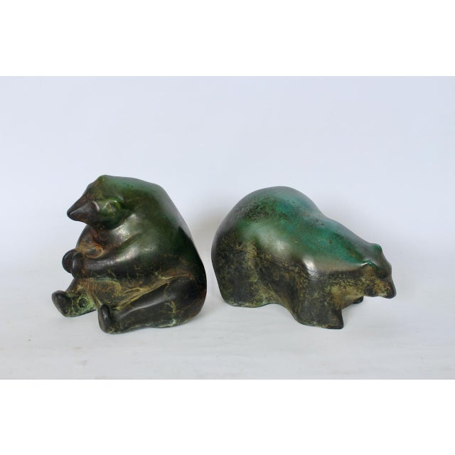 Pair of Tony Evans style handcrafted Foss Creek Pottery "Raku" Bear Sculptures. Figurines. Statues. Featuring a seated...