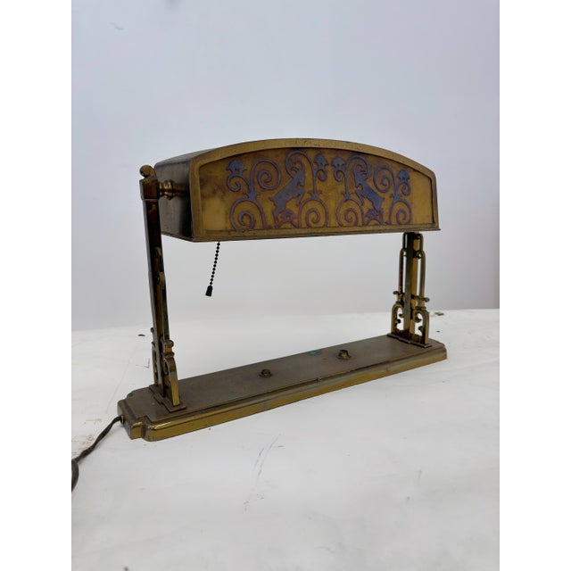 1920s 1920s Bronze & Acid Etched Glass Table / Desk Lamp, Rams Head Motif Attr Oscar Bach For Sale - Image 5 of 5