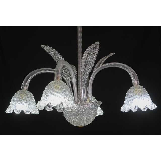 Art Deco Chandelier 4 Light by Barovier & Toso Murano Glass, 1950s For Sale - Image 10 of 12
