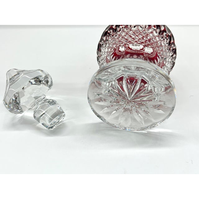 1990s Beautiful Waterford Crystal Clarendon Ruby Red Decanter For Sale In Detroit - Image 6 of 8
