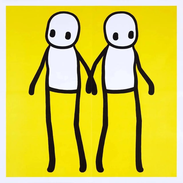 STIK, Holding Hands (Yellow), 2020 Lithographic print in colour on 140 gsm smooth woven paper 50 x 50 cm (19.65 x 19.65...