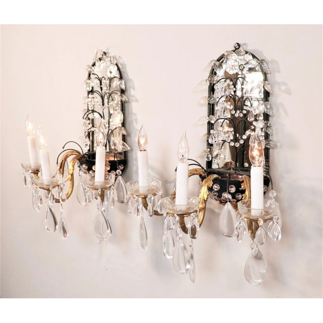 French Pair of Large Vintage French Louis XV Style Sconces Attributed to Maison Baguès For Sale - Image 3 of 12