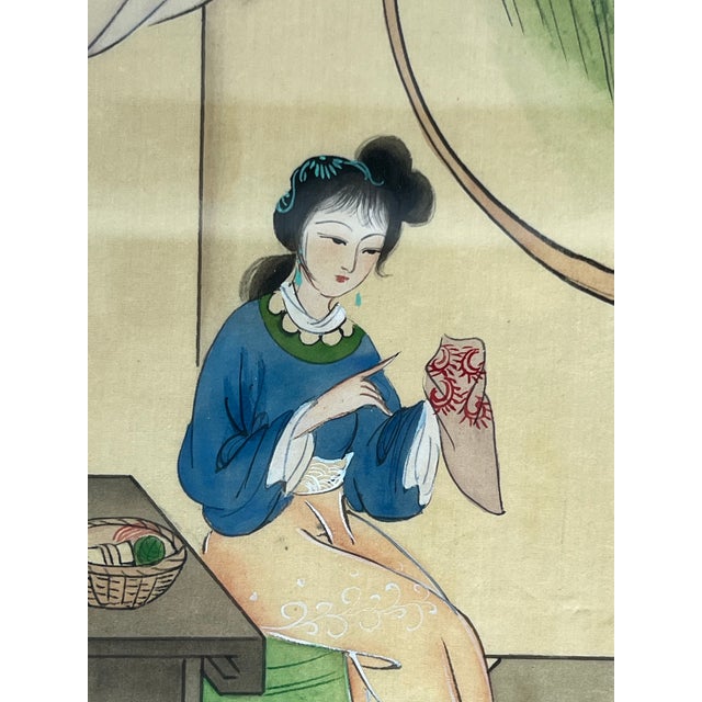 Art Deco Vintage Elyse Ashe Lord Style Pen and Ink Chinoiserie Framed Painting For Sale - Image 3 of 10