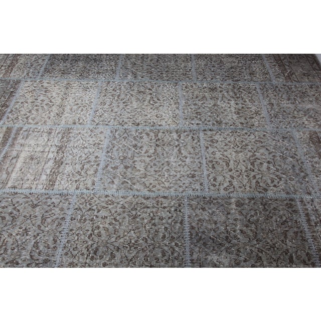 Stone Gray Authentic Vintage Turkish Patchwork Rug From Handwoven Wool -5' 8'' X 7' 8'' For Sale - Image 8 of 8