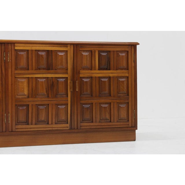 Brown Vintage Brutalist Sideboard in Walnut, 1970s For Sale - Image 8 of 10