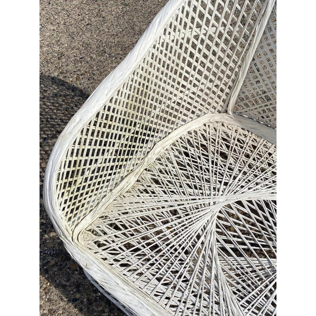 White Vintage Russell Woodard Mid Century Modern Woven Spun Fiberglass White 54" Sofa For Sale - Image 8 of 10