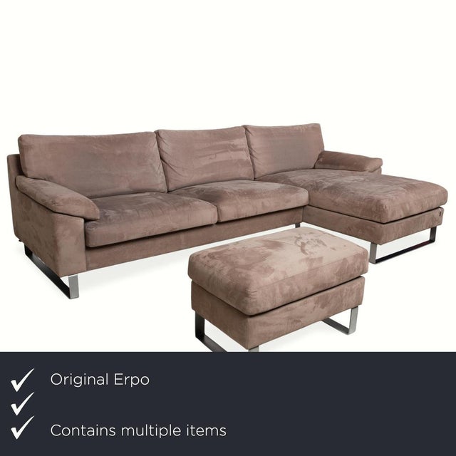 Corner Sofa and Ottoman in Fabric and Chrome from Erpo, Set of 2 For Sale - Image 5 of 18