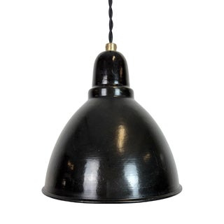 Small Industrial Black Enamel Pendant Lamp, 1950s For Sale