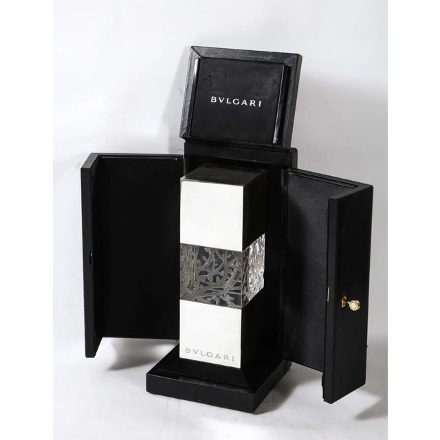 Late 20th Century Bulgari, Italian Silver & Etched Glass Sculpture in Original Fitted Leather Box For Sale - Image 9 of 10
