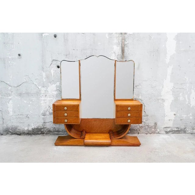 Large Art Deco French Dressing Table in Gilt Birch Root, 1920s For Sale - Image 9 of 9