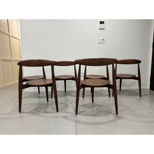 1950s 1950s Hans Wegner Dining Set and Chairs for Fritz Hansen, Circa 1950s, Set of 6 For Sale - Image 5 of 8