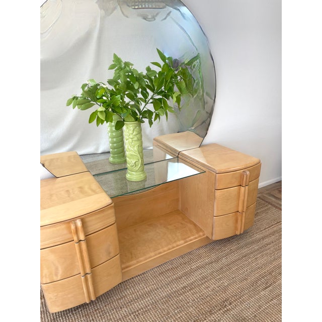 Heywood-Wakefield Vintage 1930s Heywood Wakefield Airflow Vanity Dressing Table Art Deco / Mid Century Modern Style For Sale - Image 4 of 18