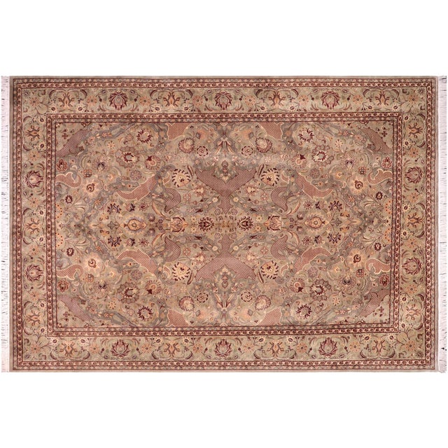 Brown Shabby Chic Agra Pak-Persian Green/Brown Wool Rug - 10'1'' X 14'3'' For Sale - Image 8 of 8