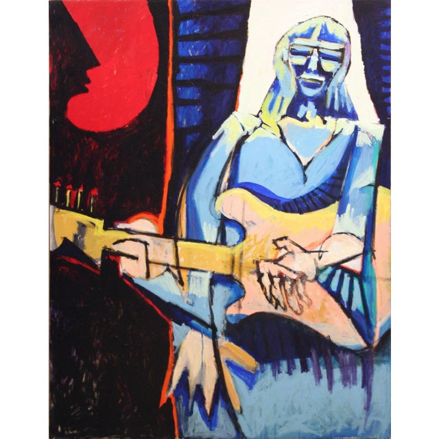 Courtney Love and Guitar Abstract Expressionist Figurative by Michael William Eggleston For Sale - Image 4 of 4