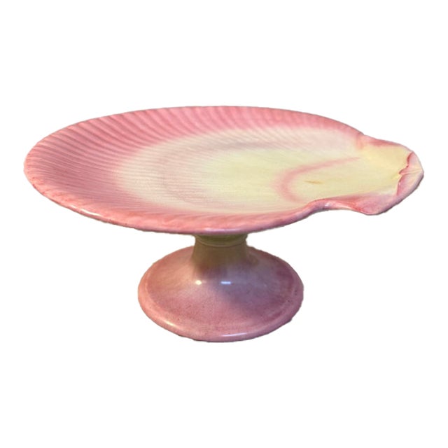 Antique 1891 Wedgwood Pink Majolica Nautilus Shell Cake Stand For Sale
