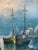 Late 20th Century Large Marine Landscape Oil on Canvas Painting With Boats at a Dock, Signed For Sale - Image 5 of 13